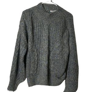 FRNCH Gray with Blue Tinsel Cable knit Sweater